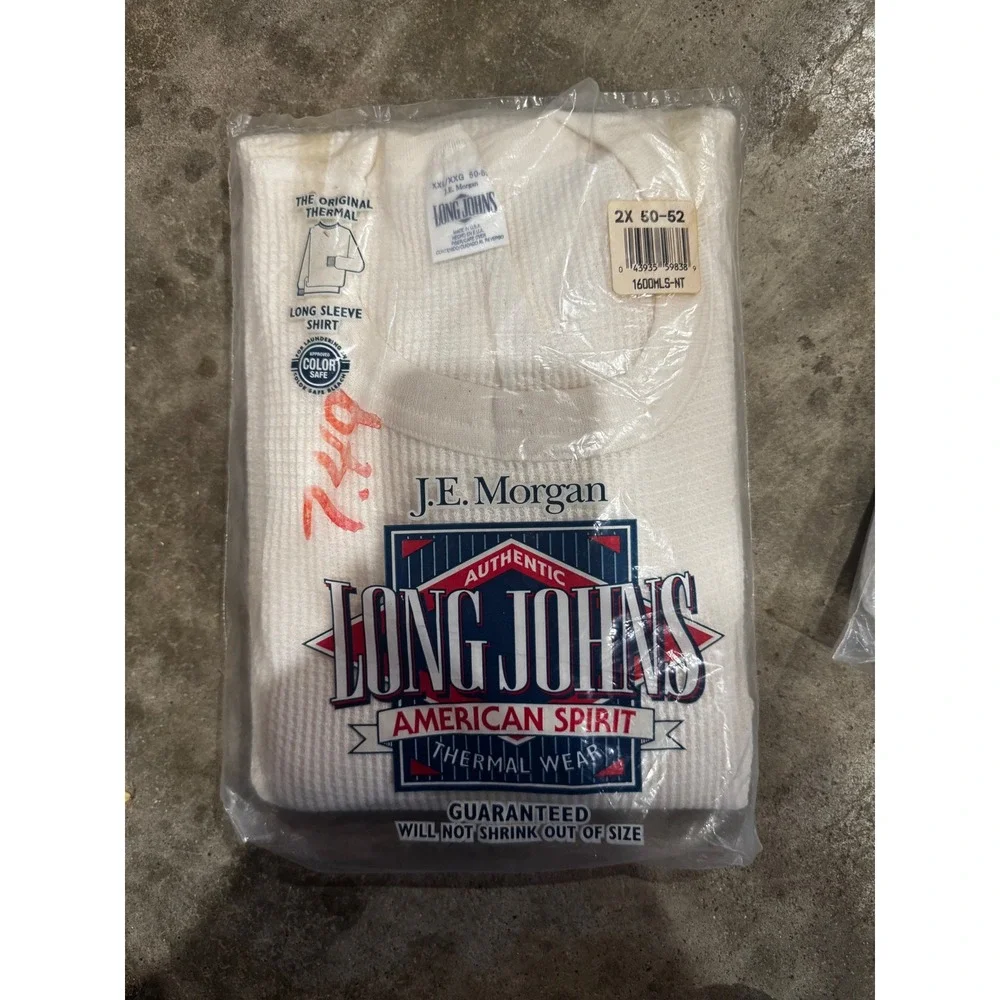 2 Pack Vintage JE Morgan Long Johns American Spirit Thermal Shirt Mens 2X 50-52